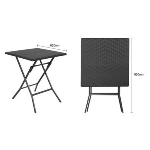 Juodas kvadratinis sulankstomas stalas - 62 x 62 cm - Bolero