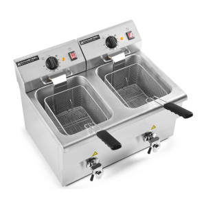 Friteuse Professionnelle Premium 2 x 8 L avec Vidange - Dynasteel