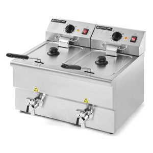 Friteuse Professionnelle Premium 2 x 8 L su išleidimu - Dynasteel