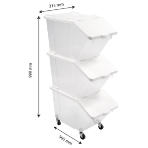 Set of 3 Ingredient Bins 30L + Lids + 4 Wheels