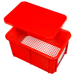 Bac Rectangulaire 55 L + Couvercle Rouge HACCP