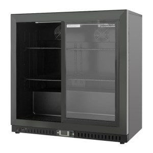 Galinės juostos šaldytuvas 212 L 2 stumdomos durys juodos
