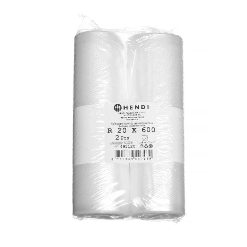 Embossed Vacuum Bags Roll - 6000 x 200 mm - Set of 2 - HENDI