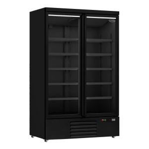Teigiama šaldymo vitrina su 2 durimis, juoda - 1000L | CombiSteel