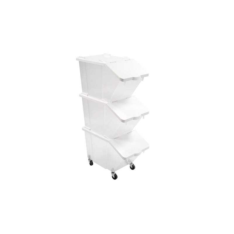 Set of 3 Ingredient Bins 30L + Lids + 4 Wheels