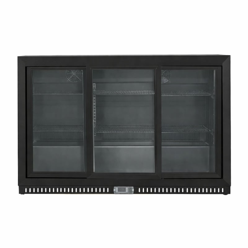 Galinė baro šaldymo plokštė - 3 stumdomos stiklinės durys - 328 L - Dynasteel