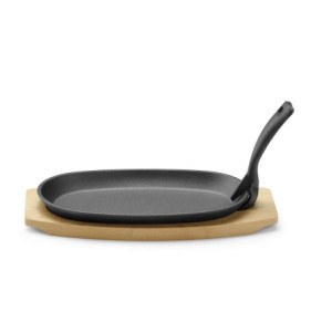 Plat en Fonte avec Dessous en Bois - Poignée avec Pince - HENDI