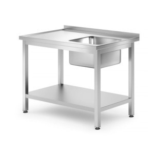 Plonge 1 Basin on the Right Profi Line with Shelf - D 700 x W 1000 mm - HENDI