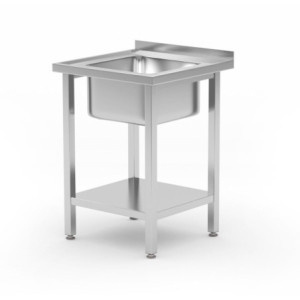 Plonge 1 Bac au Milieu Kitchen Line avec Étagère - P 600 x L 600 mm - HENDI