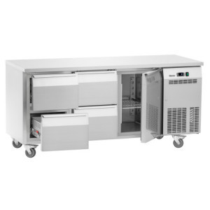 Positive Refrigerated Table - 4 Drawers GN 1/1 and 1 Door - Depth 700 - Bartscher