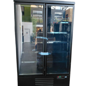 Teigiama šaldymo vitrina su 2 durimis, juoda - 1000L | CombiSteel