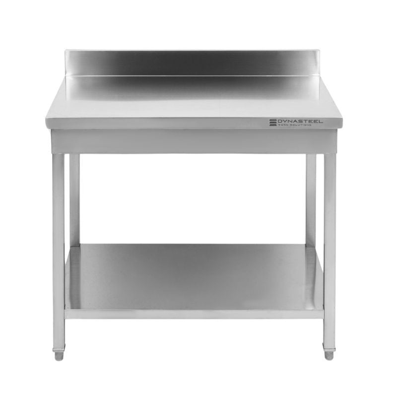 Nerūdijančio plieno stalas 1600x700 mm su atlošu ir apatine lentyna