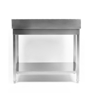 Nerūdijančio plieno stalas 1600x600 mm su atlošu ir apatine lentyna