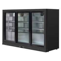 Atgalinis baras šaldytuvas 320 L 3 stumdomos stiklinės durys