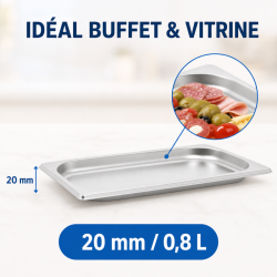 Gastro GN 1/4 Stainless Steel Pan 20 mm - 0.8 L | Dynasteel