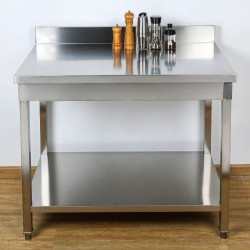 Table Inox 1400x700 mm Dosseret et Étagère Basse