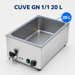 Bain-Marie Pro GN 1/1 20 L 1200 W Nerūdijantis plienas su išleidimu