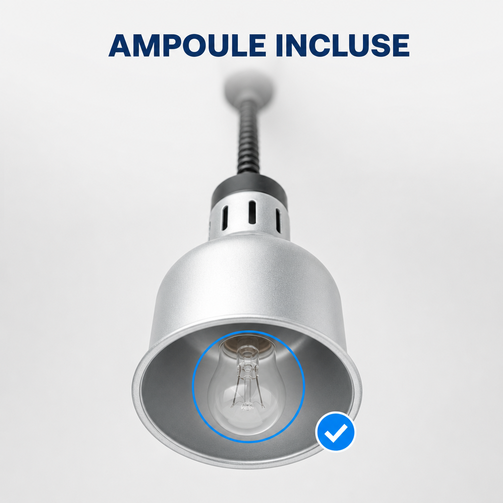 Lampe Chauffante Pro 250 W Ø 175 mm Aspect Inox