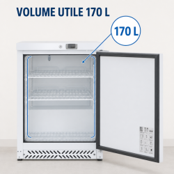 Mini neigiama šaldymo spinta 170 L -18°C balta