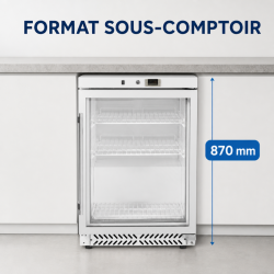 Mini šaldymo spinta su stiklinėmis durimis 170 L 0/+8 °C - Dynasteel