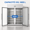 Teigiama šaldymo spinta 1400 L 2 stiklinės durys GN 2/1