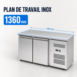 Table Réfrigérée Positive 2 Portes 228 L Ventilée Inox