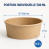 Bol à Salade Kraft 500 ml Ø 150 mm — Lot de 300
