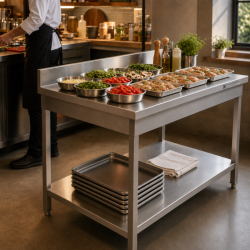 Stalas Inox 1000x600 mm Su Atlošu ir Apatine Lentyna