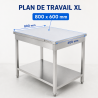 Table Inox 800x600 mm avec Étagère Basse — Pro