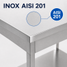 Table Inox 800x600 mm avec Étagère Basse — Pro