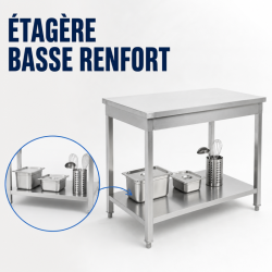 Table Inox 800x600 mm avec Étagère Basse — Pro