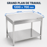 Stalas Inox 1200x700 mm su apatiniu lentyna — Pro CHR