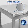 Stalas Inox 1200x700 mm su apatiniu lentyna — Pro CHR