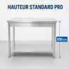 Stalas Inox 1200x700 mm su apatiniu lentyna — Pro CHR