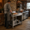 Table Inox 800x700 mm Dosseret et Étagère Basse