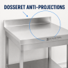 Table Inox 800x700 mm Dosseret et Étagère Basse