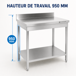 Stainless Steel Table 800x700 mm with Backsplash and Lower Shelf