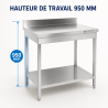Table Inox 800x700 mm Dosseret et Étagère Basse