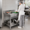 Table Inox 1400x700 mm Dosseret et Étagère Basse
