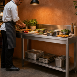 Stainless Steel Table 1400x700 mm with Backsplash and Lower Shelf
