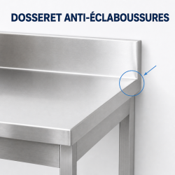 Stainless Steel Table 1400x700 mm with Backsplash and Lower Shelf