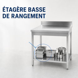Table Inox 1400x700 mm Dosseret et Étagère Basse