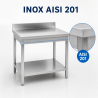 Table Inox 1400x700 mm Dosseret et Étagère Basse