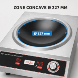 Wok indukcijai Pro 3500 W nerūdijantis plienas — Įgaubta zona Ø227