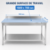 Nerūdijančio plieno stalas 1600x700 mm su atlošu ir apatine lentyna