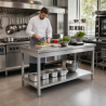 Stalas Inox 1600 x 600 mm su apatiniu lentyna — AISI 201