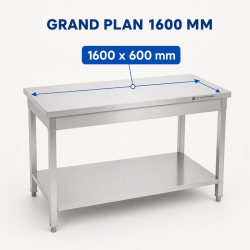 Stalas Inox 1600 x 600 mm su apatiniu lentyna — AISI 201