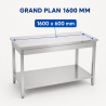 Stalas Inox 1600 x 600 mm su apatiniu lentyna — AISI 201