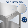 Stalas Inox 1600 x 600 mm su apatiniu lentyna — AISI 201