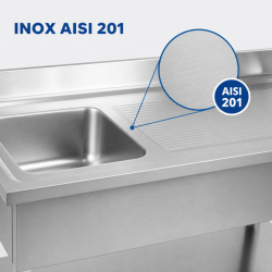 Stainless Steel Sink 1 Bowl 1200x600 mm, Right Drainer, Backsplash